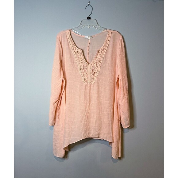 Spense Flowy Top Boho Chic Peasant Embroidered Crochet Gauzy Festival Flare 1X - Picture 1 of 6
